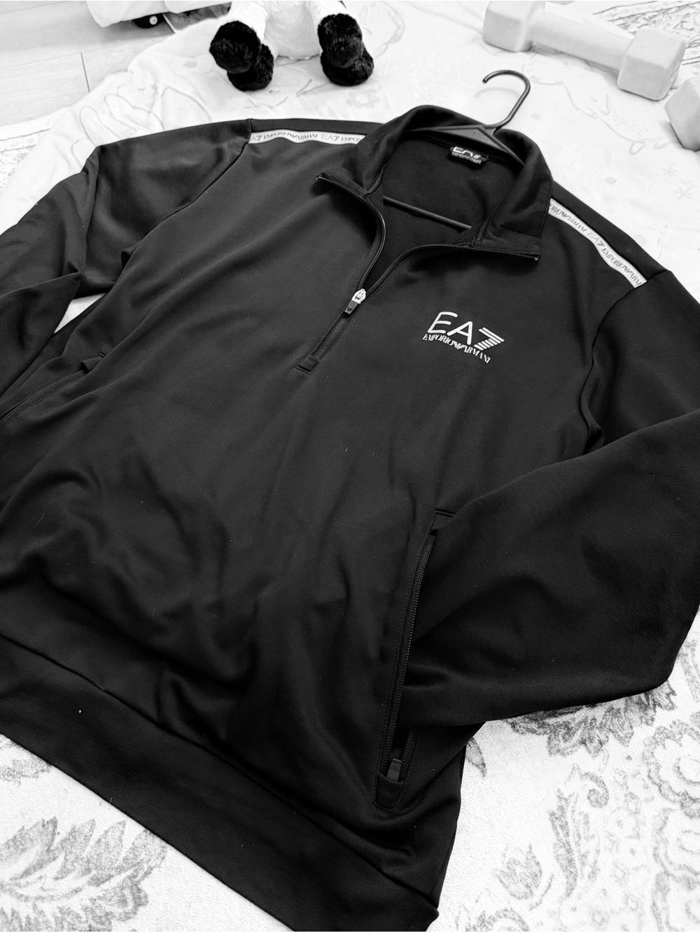Emporio Armani EA7 Black Performance Half-Zip Jacket